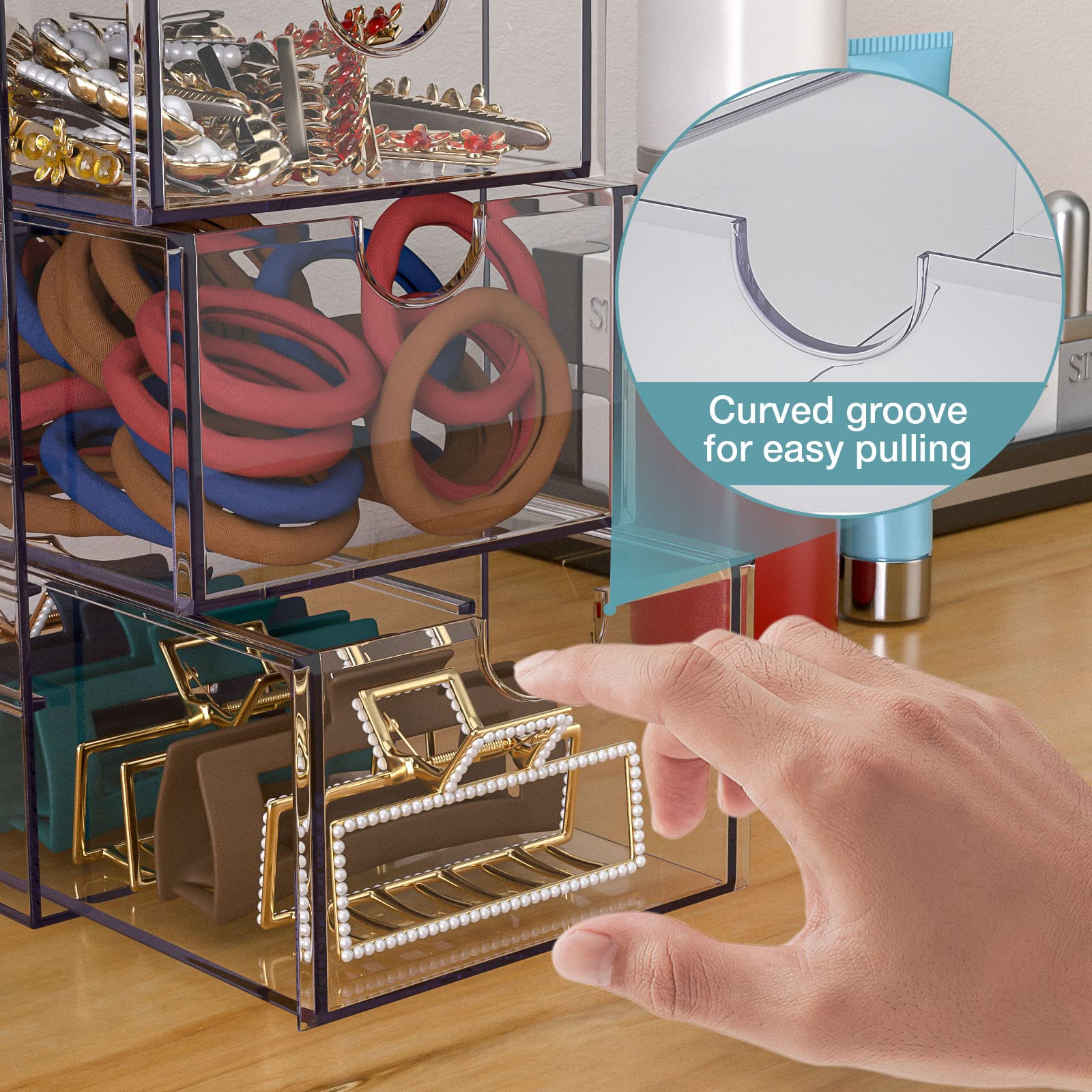 Noverlife Clear Containers removable layers let you convert drawers into single compartments