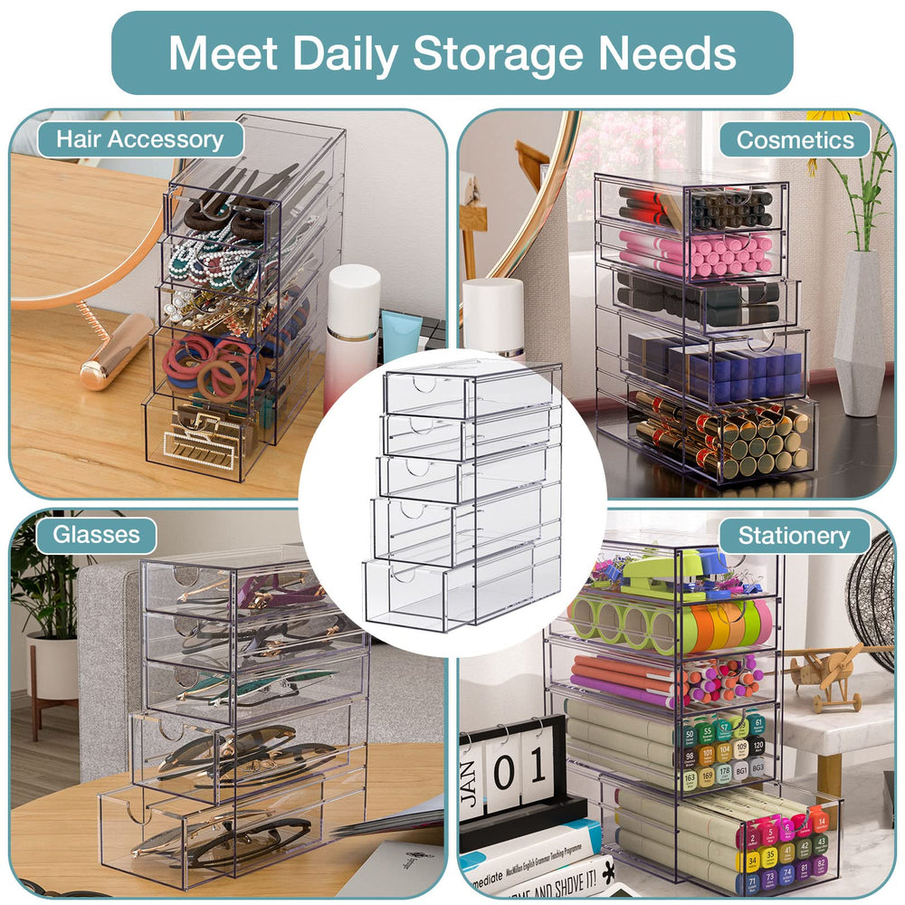 Noverlife Clear Containers five-row layout demonstrates tidy organization for various accessories