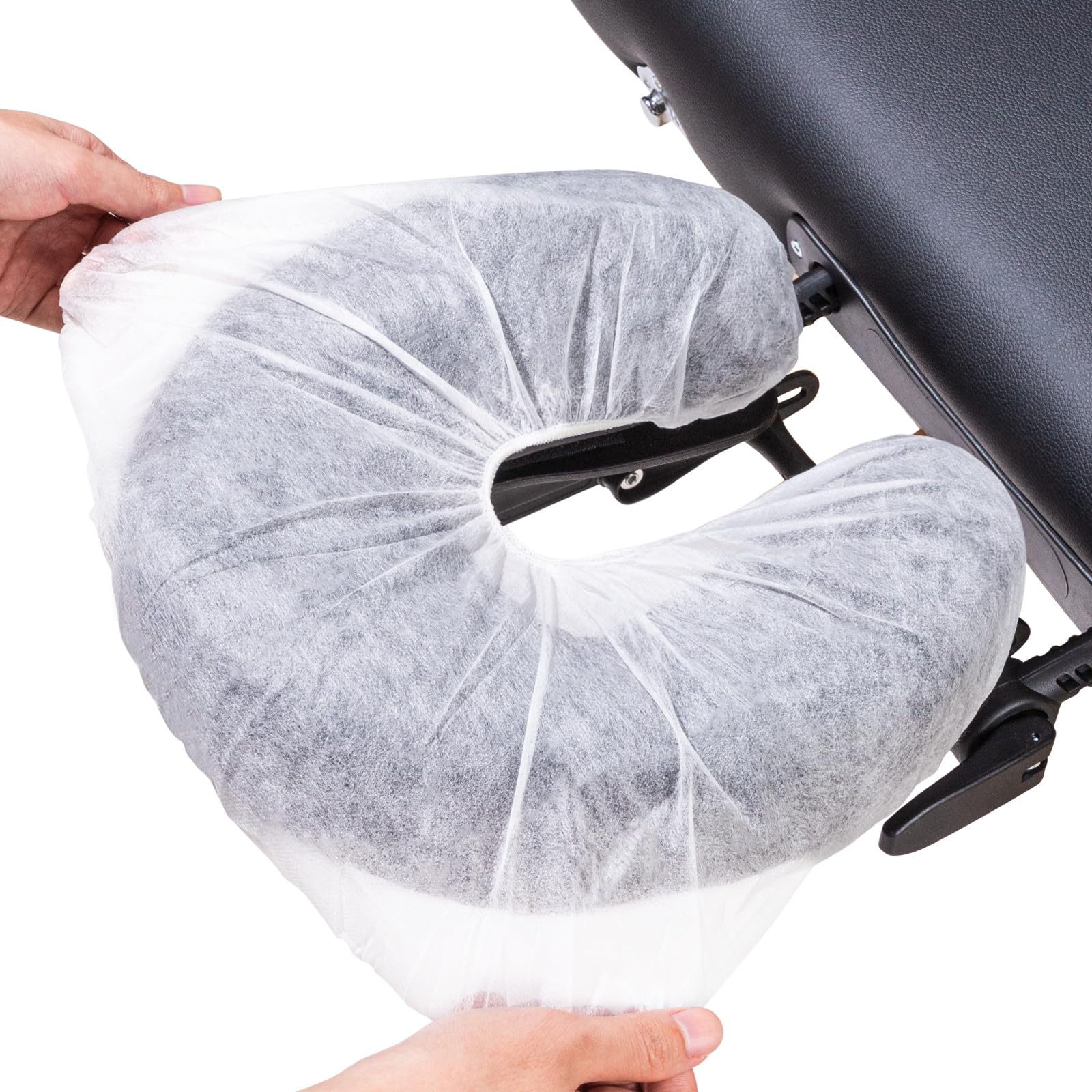 Noverlife face cradle cover on pillow demonstrates universal fit for U-type cushions.