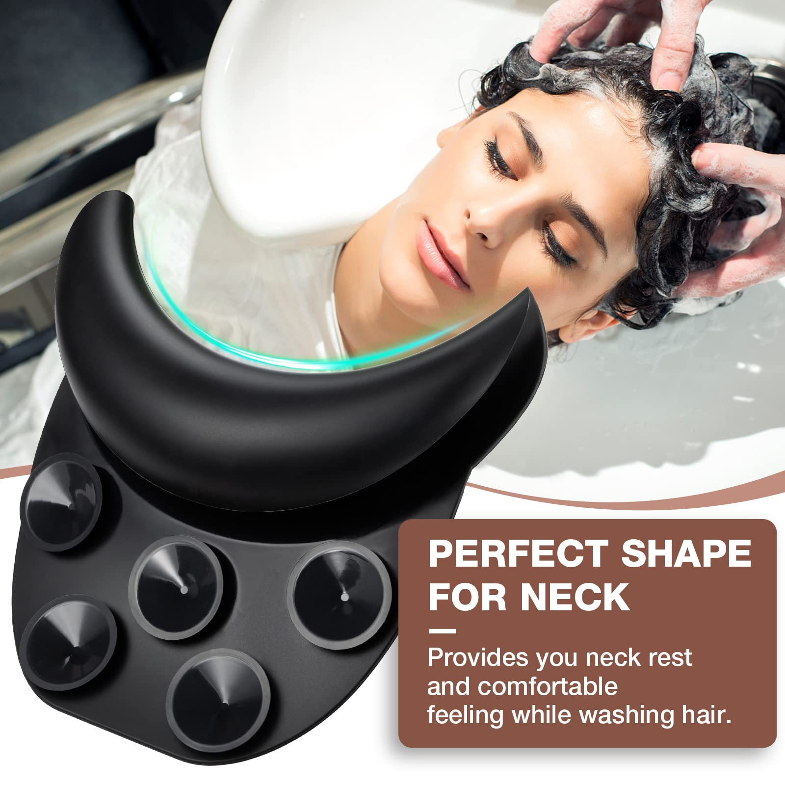 Noverlife five-large-suction-cups anti-slip neck rest keeps the head steady.