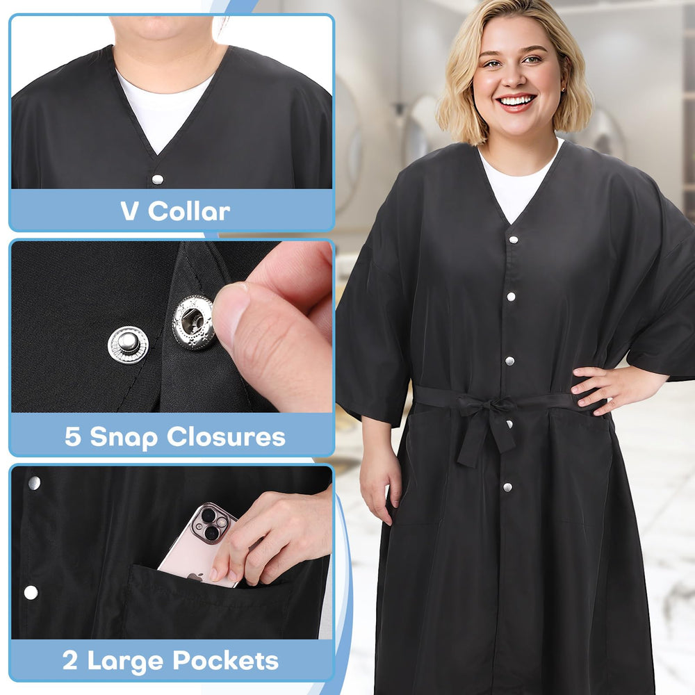 Noverlife smocks cape snaps close-up shows secure five-snap design.
