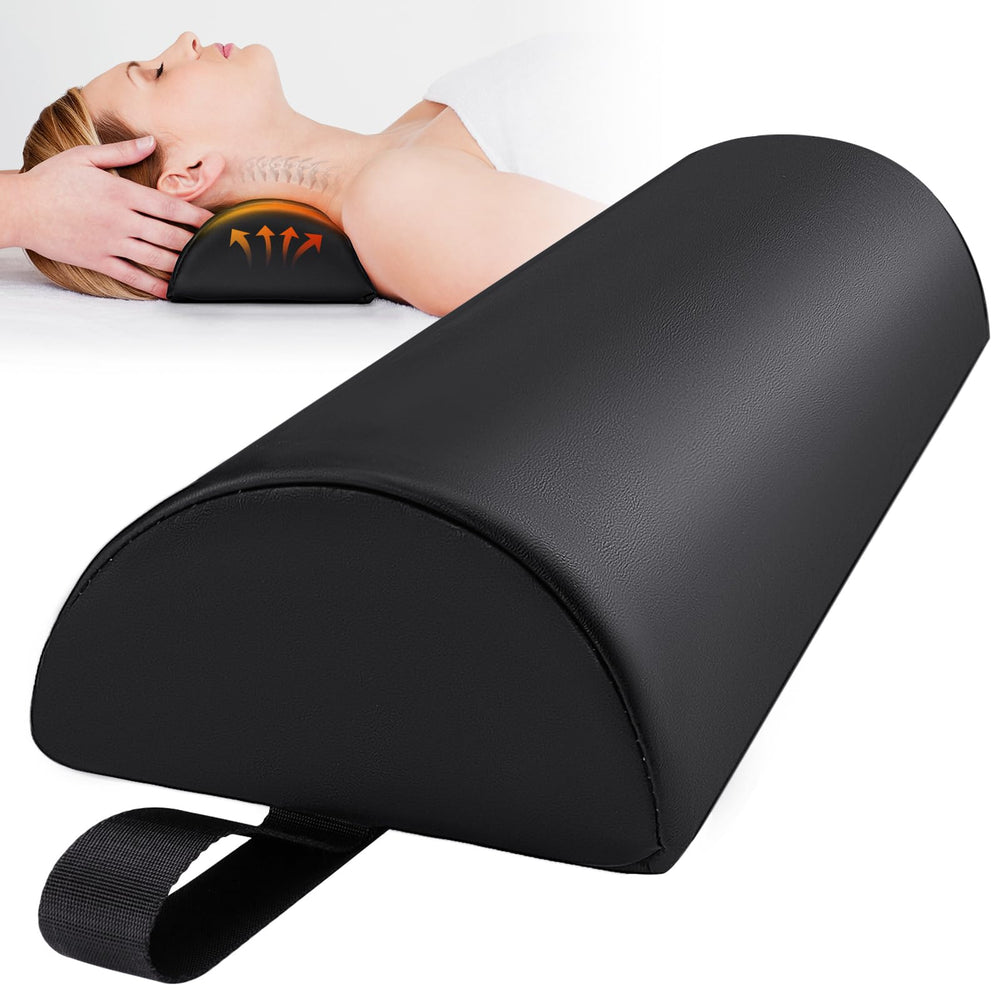 Noverlife half-round bolster pillow neck support for massage tables improves comfort.