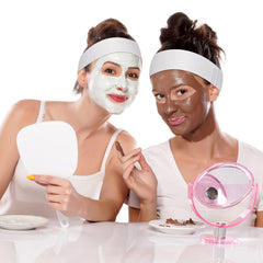 Noverlife headband in makeup removal scene keeping hair away from face.