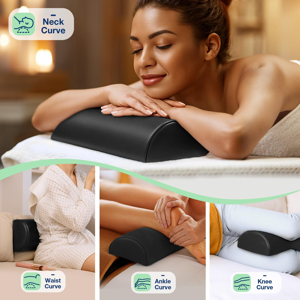 Noverlife massage table bolster in use demonstrates stable support during sessions.