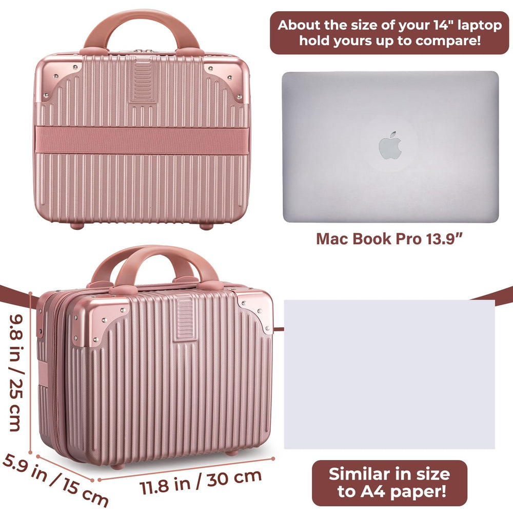 Noverlife rose gold makeup case interior open reveals organized pockets for cosmetics