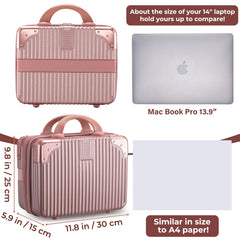 Noverlife rose gold makeup case interior open reveals organized pockets for cosmetics