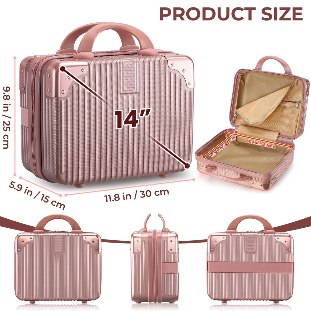Noverlife rose-gold travel-use scenario depicts luggage-ready makeup storage
