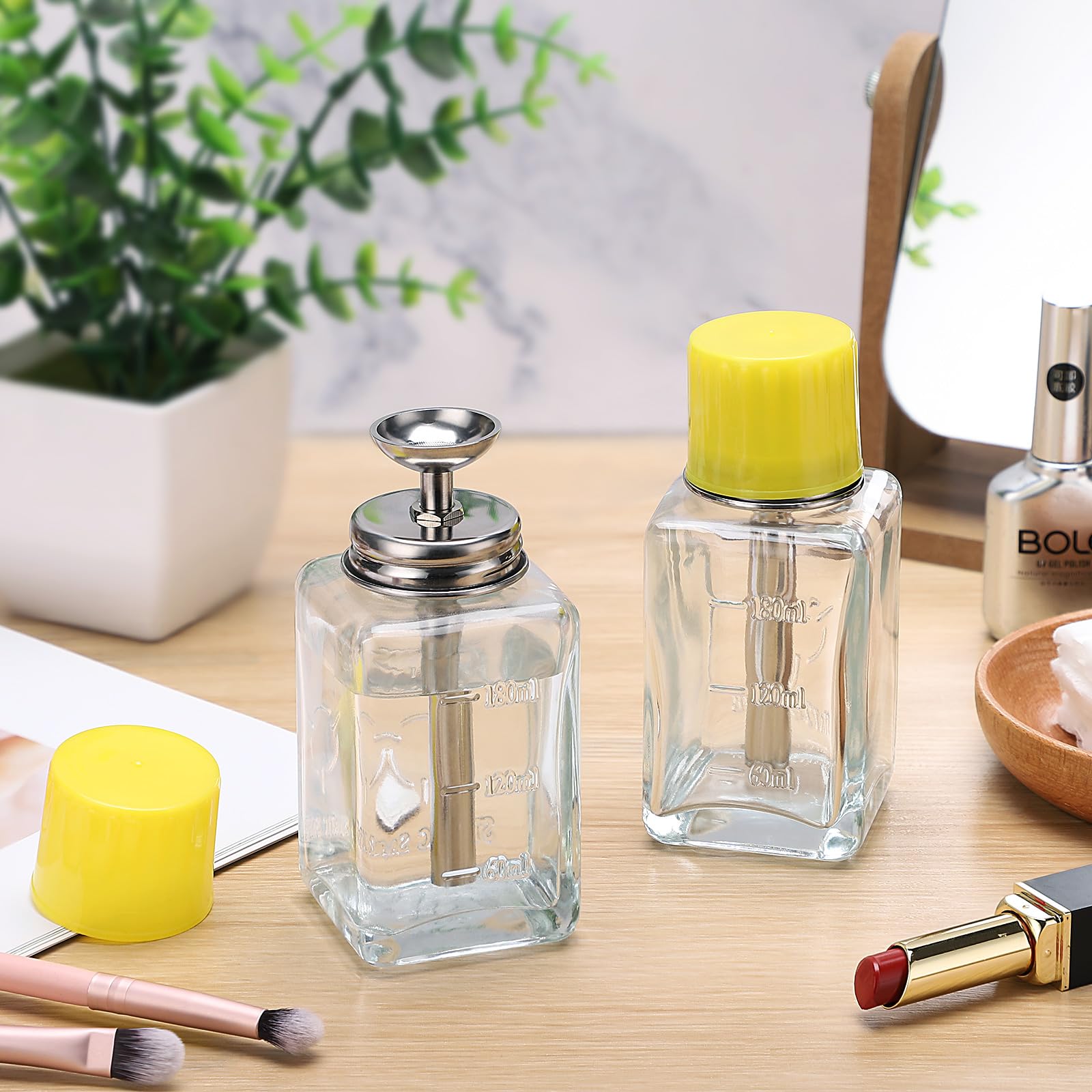 Noverlife square glass nail remover bottle with cap for quick content checks