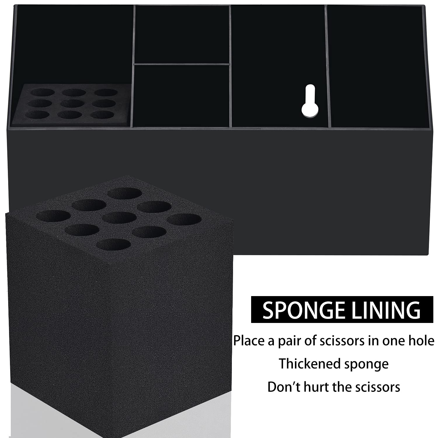 Noverlife storage compartments with tools demonstrates organized salon essentials in one box.