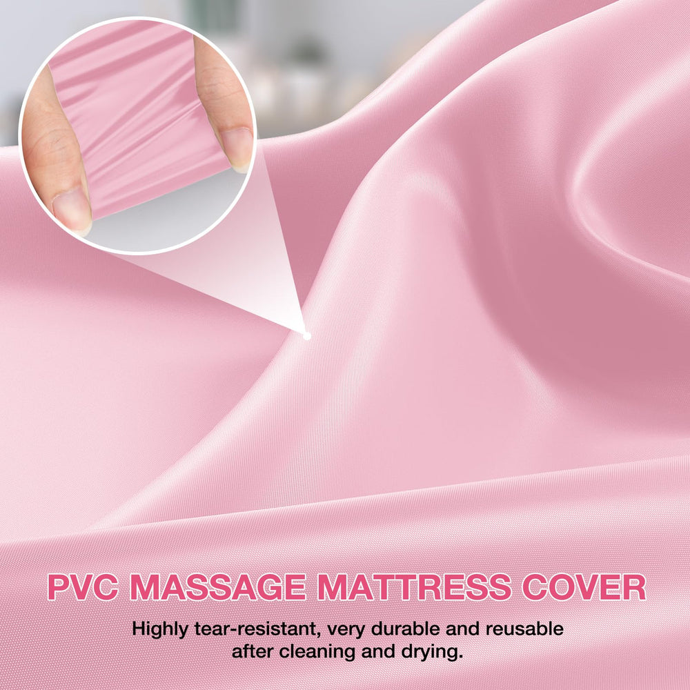 Noverlife wax pad bed cover protects bedding during beauty services in pink.