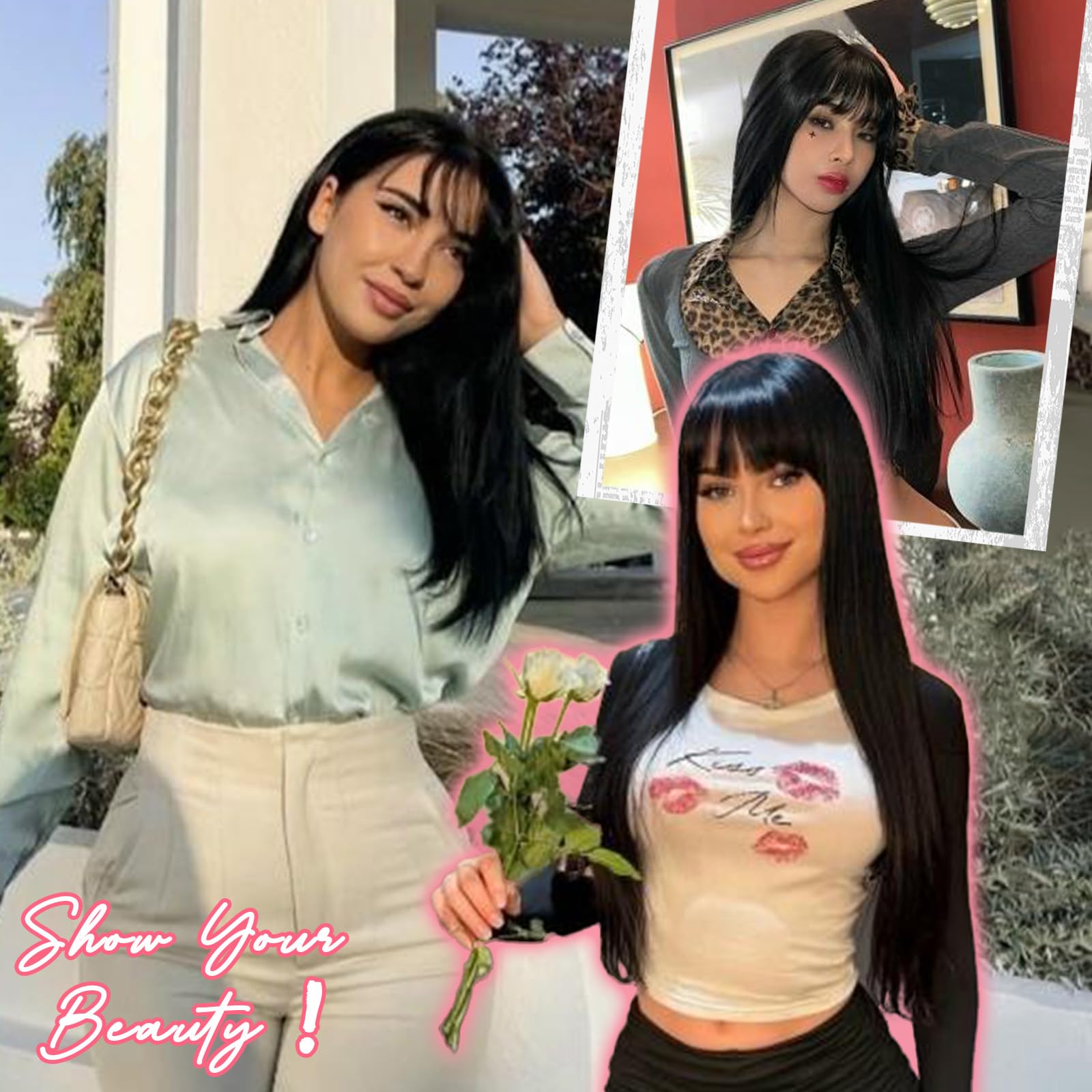 NOVFLKW versatile 26-inch wig suits parties, cosplay, and everyday activities.