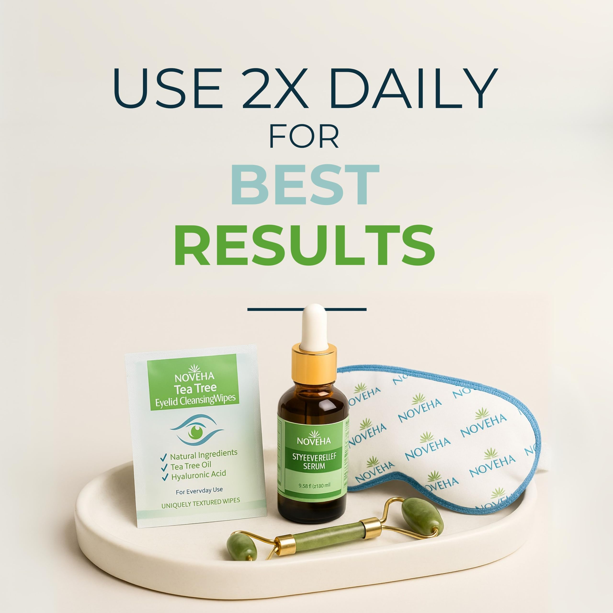 NOVEHA Tea Tree Eyelid Wipes to refresh eyes and remove debris