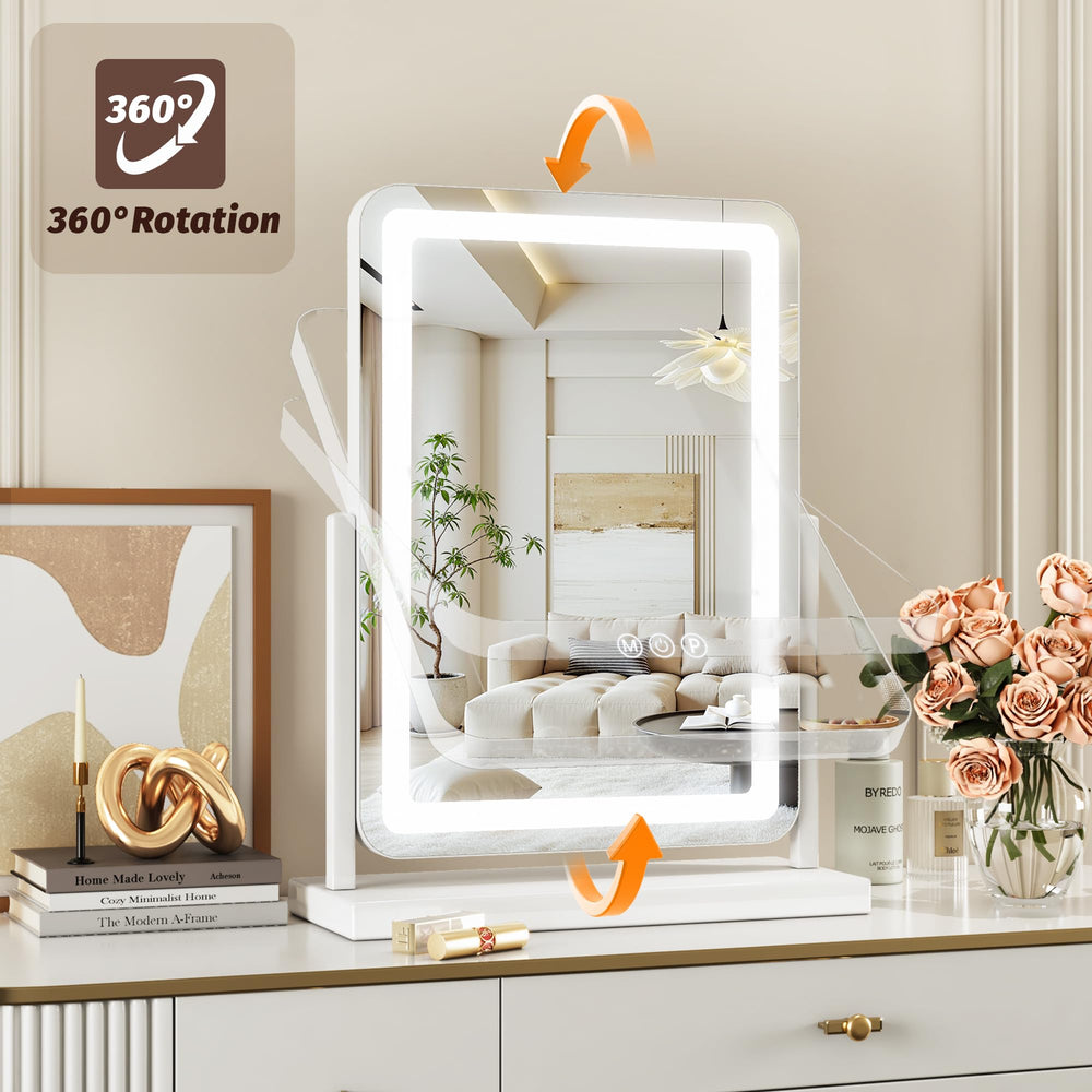 Novlux vanity mirror three lighting modes for true color rendering during makeup.