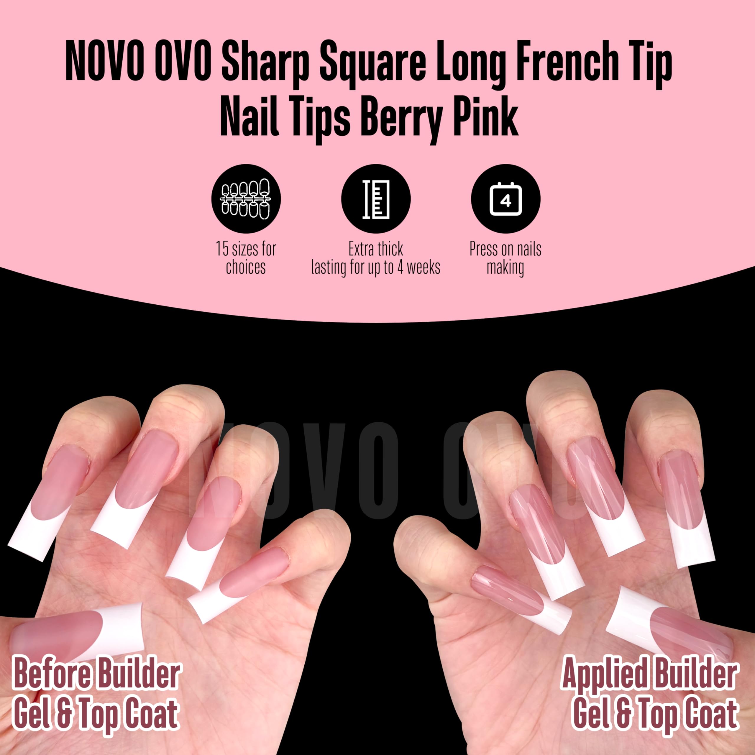 NOVO OVO 15-size variety of nail tips for wide fit and customization