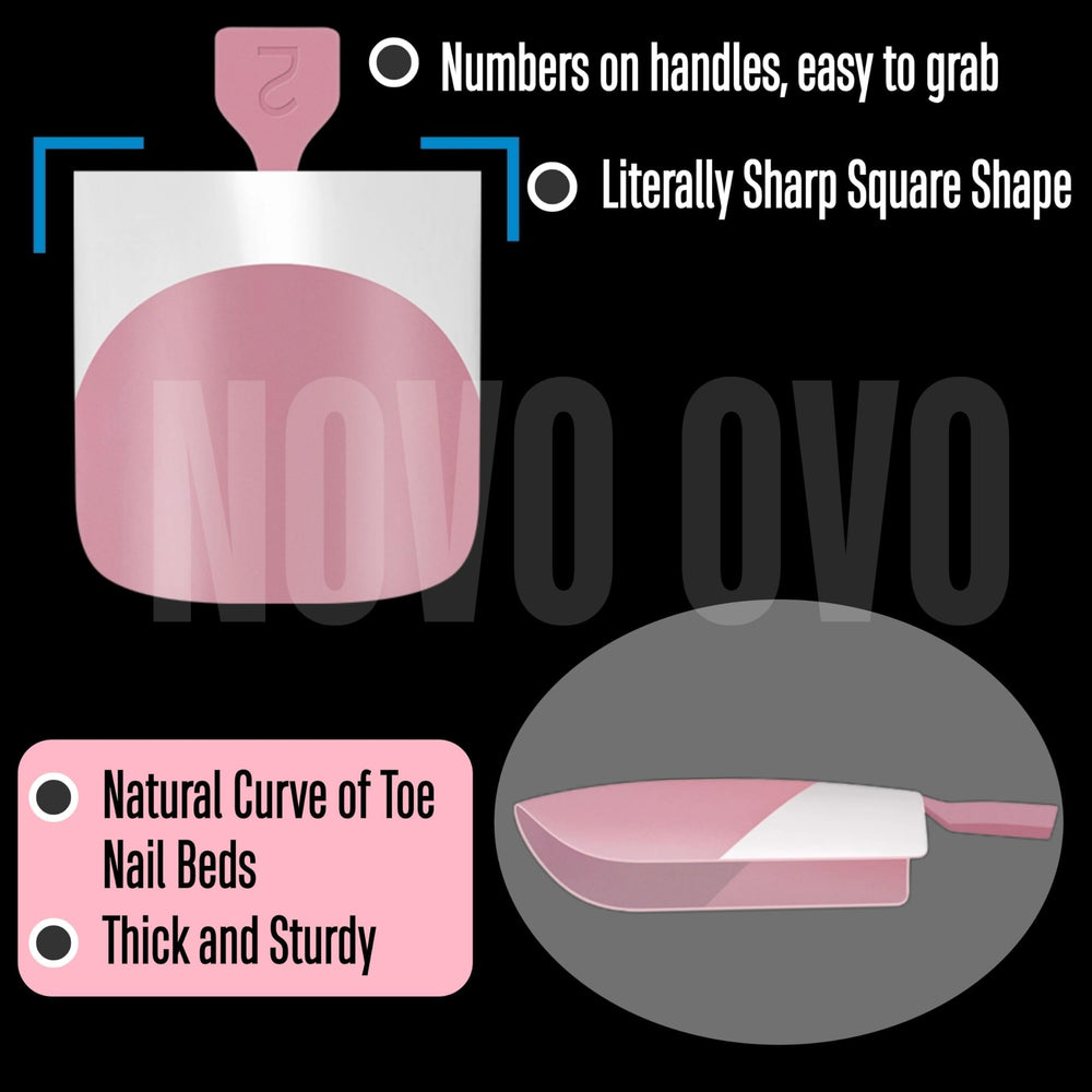 NOVO OVO Berry Pink tips closeup highlighting matte surface for easy nail art