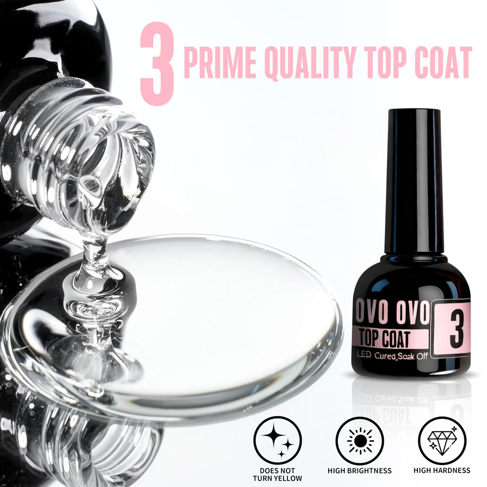 NOVO OVO premium top coat 10ml high-gloss finish ready for 21+ days wear