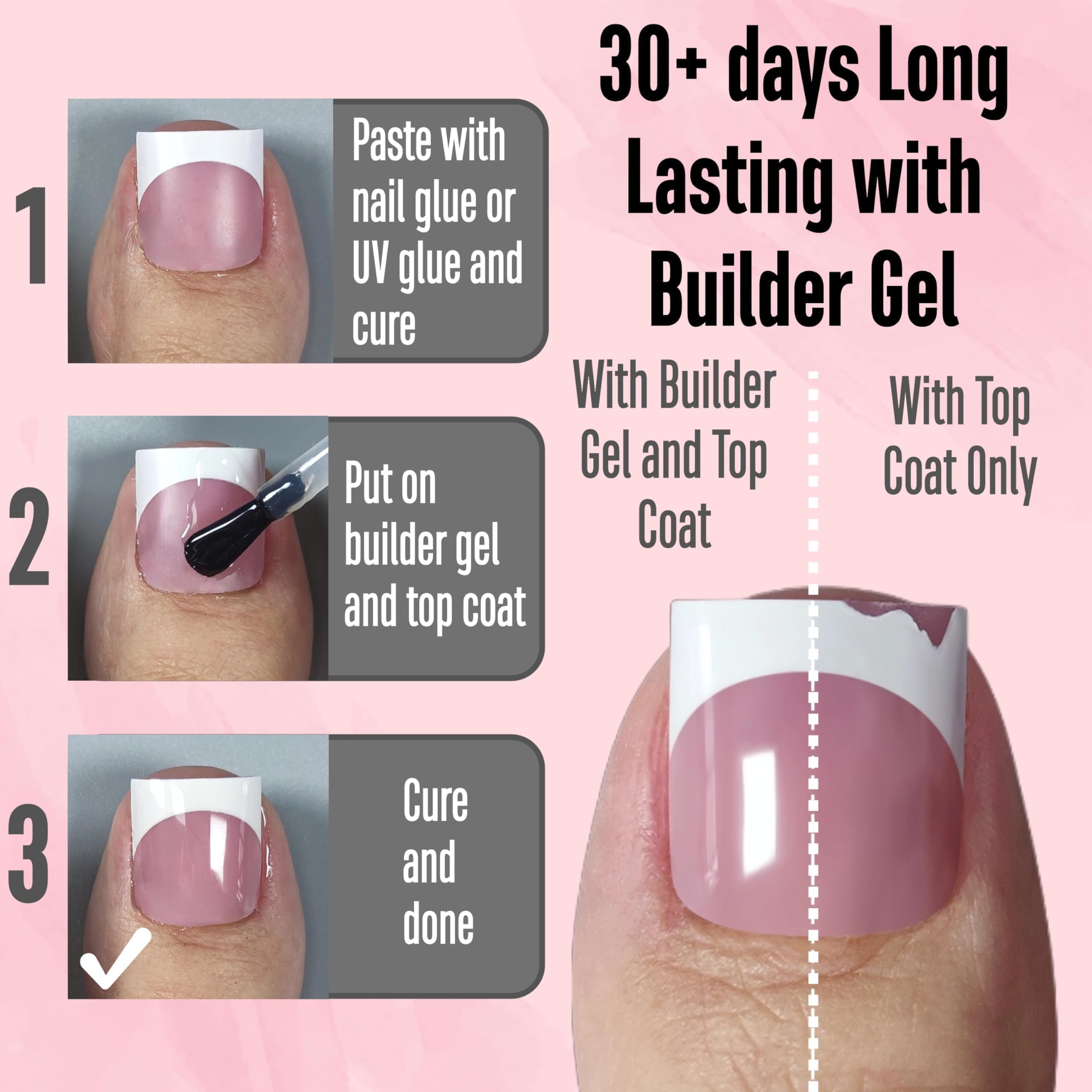 NOVO OVO soft gel toe nail tips in process for easy application