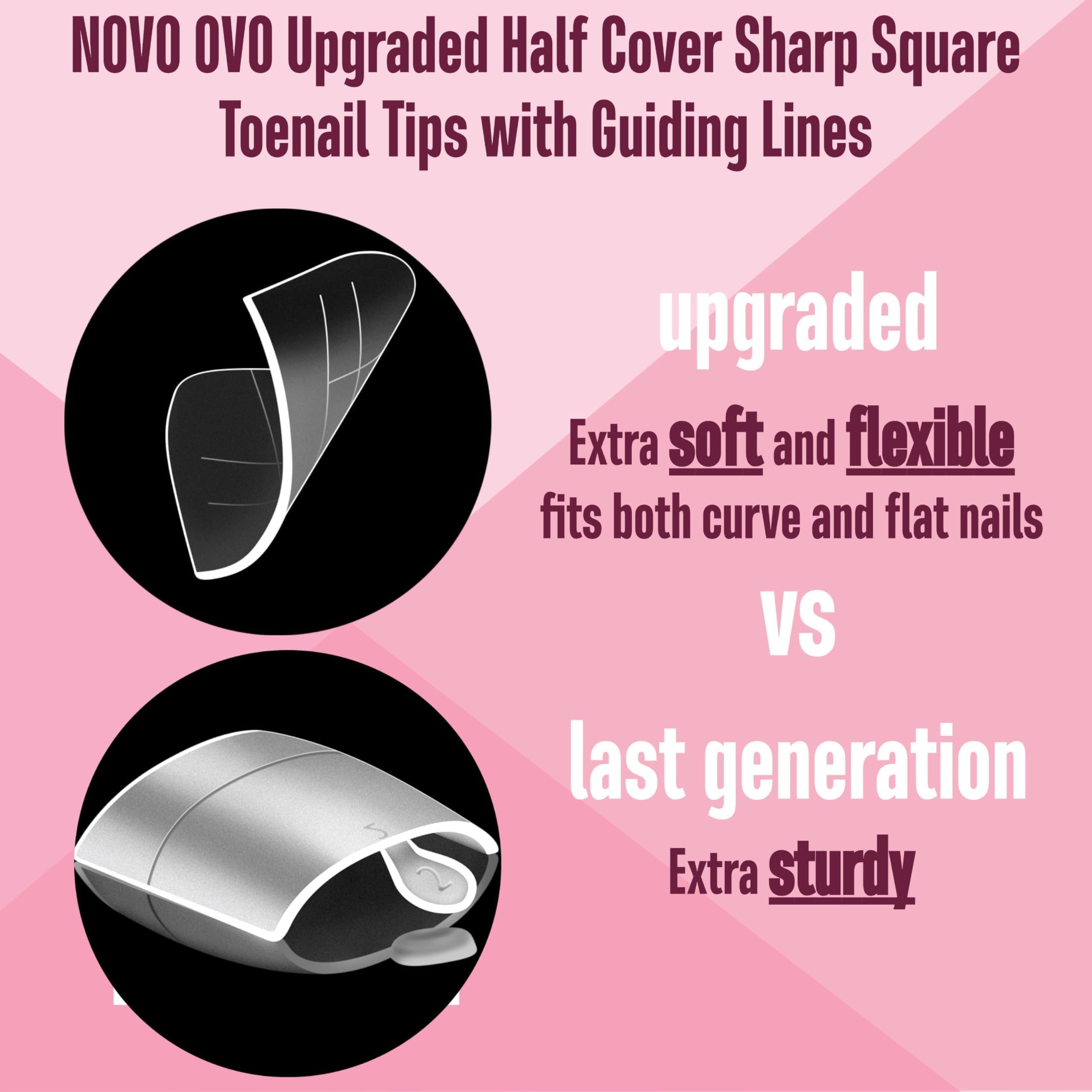 NOVO OVO toe nail tips guiding lines display aiding easy length customization.