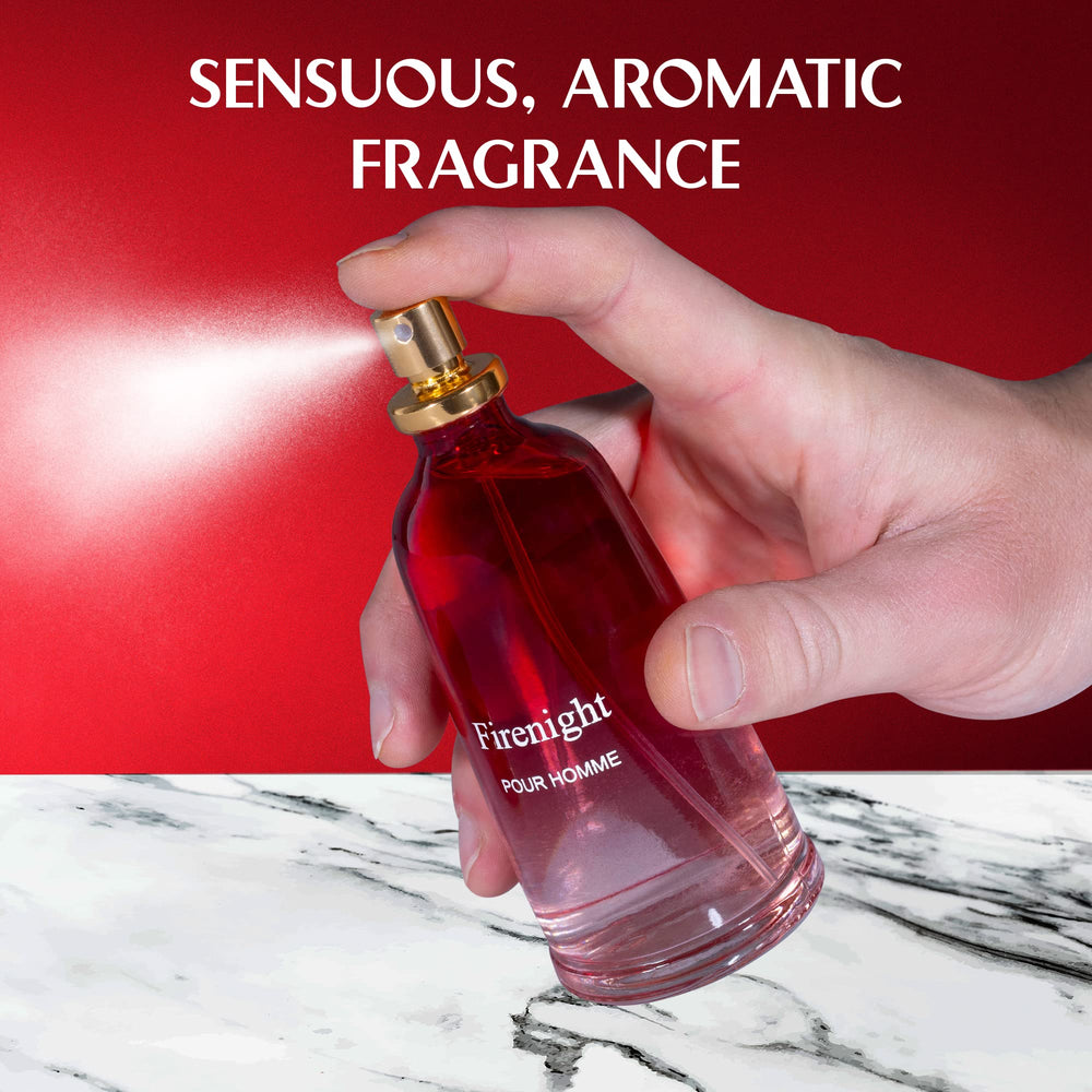 NovoGlow Firenight woodsy notes palette hints at the earthy masculine scent.