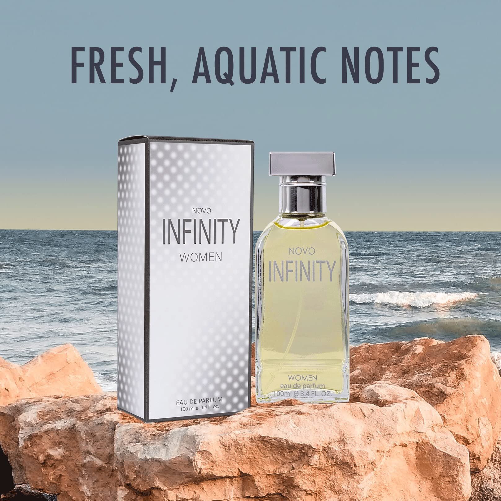 NovoGlow Infinity for Women spray action captured for easy all-day wear.