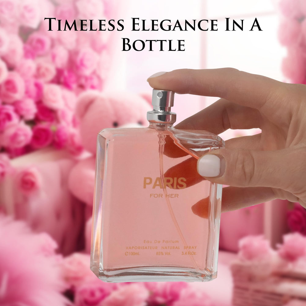 NovoGlow Paris For Her floral notes close-up; fresh youthful bouquet mood.