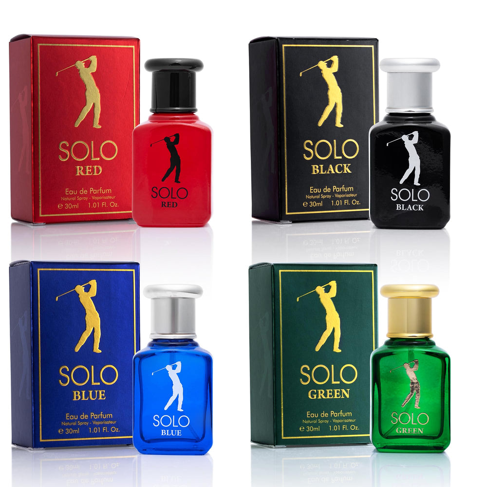 NovoGlow Solo Red bottle highlights woody citrus scent for confident daytime wear