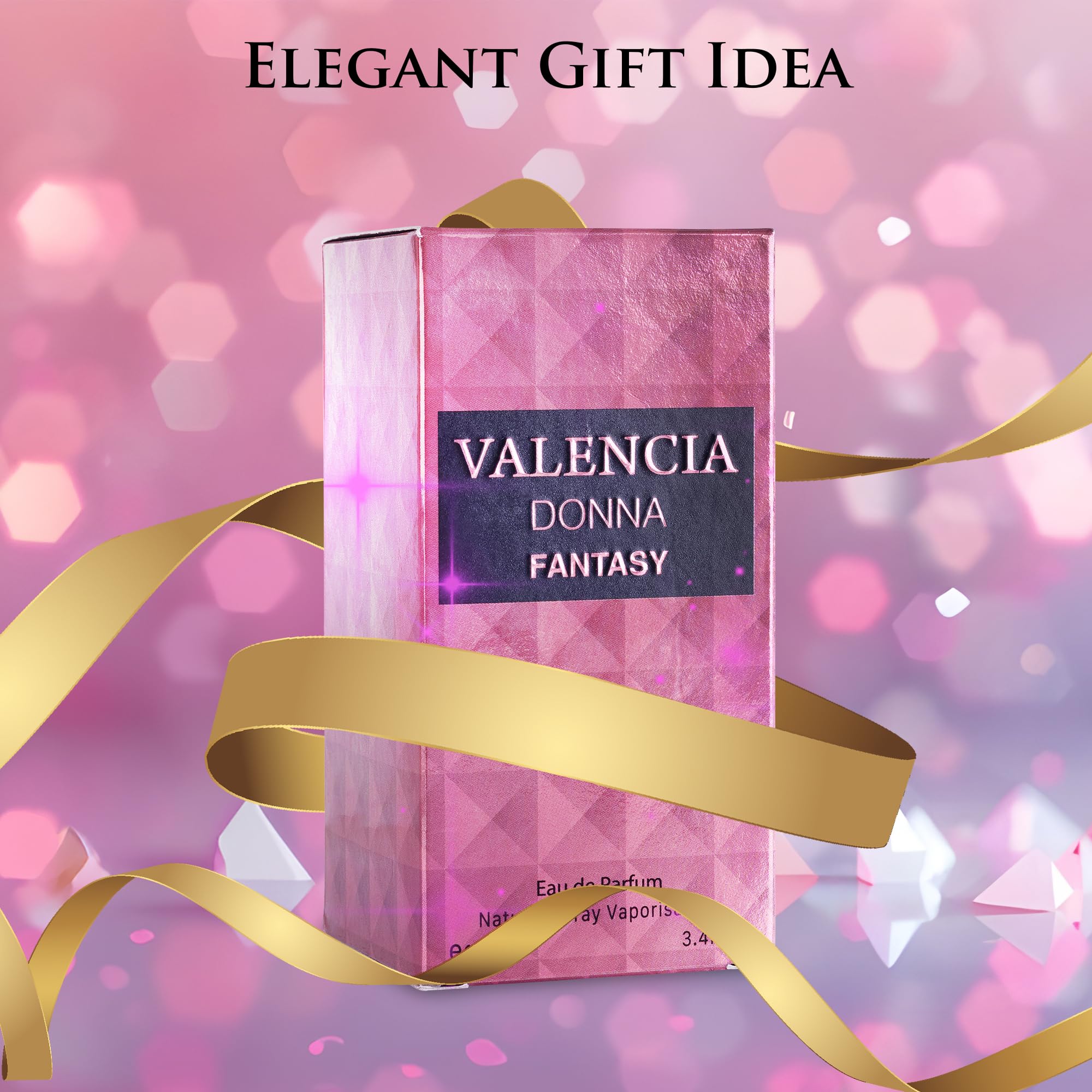 NovoGlow Valencia Donna Fantasy 100ml packaging, showcasing compact, travel-ready size.