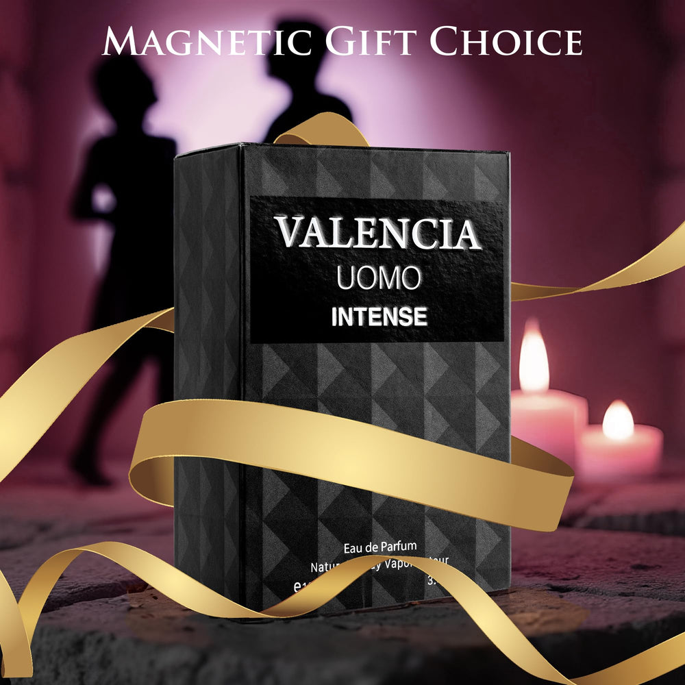 NovoGlow Valencia UOMO Intense amber fougere profile conveys sophisticated masculinity for upscale evenings