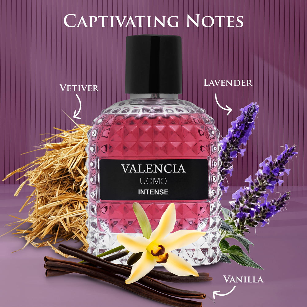 NovoGlow Valencia UOMO Intense lavandin heart adds aromatic lift for fresh morning scent