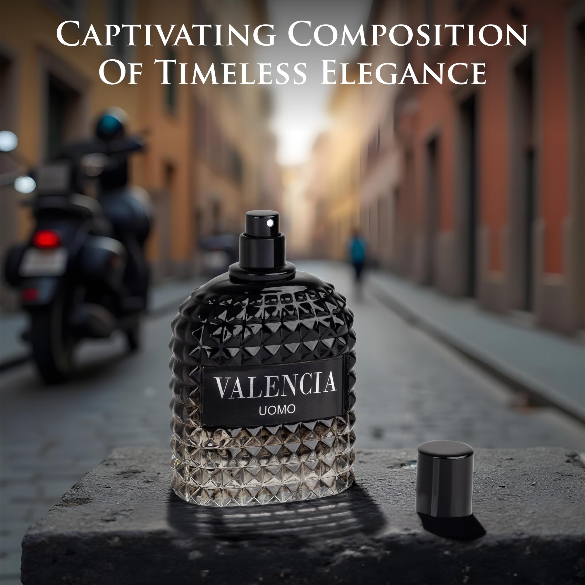 NovoGlow Valencia UOMO fragrance persists all day without overpowering notes.