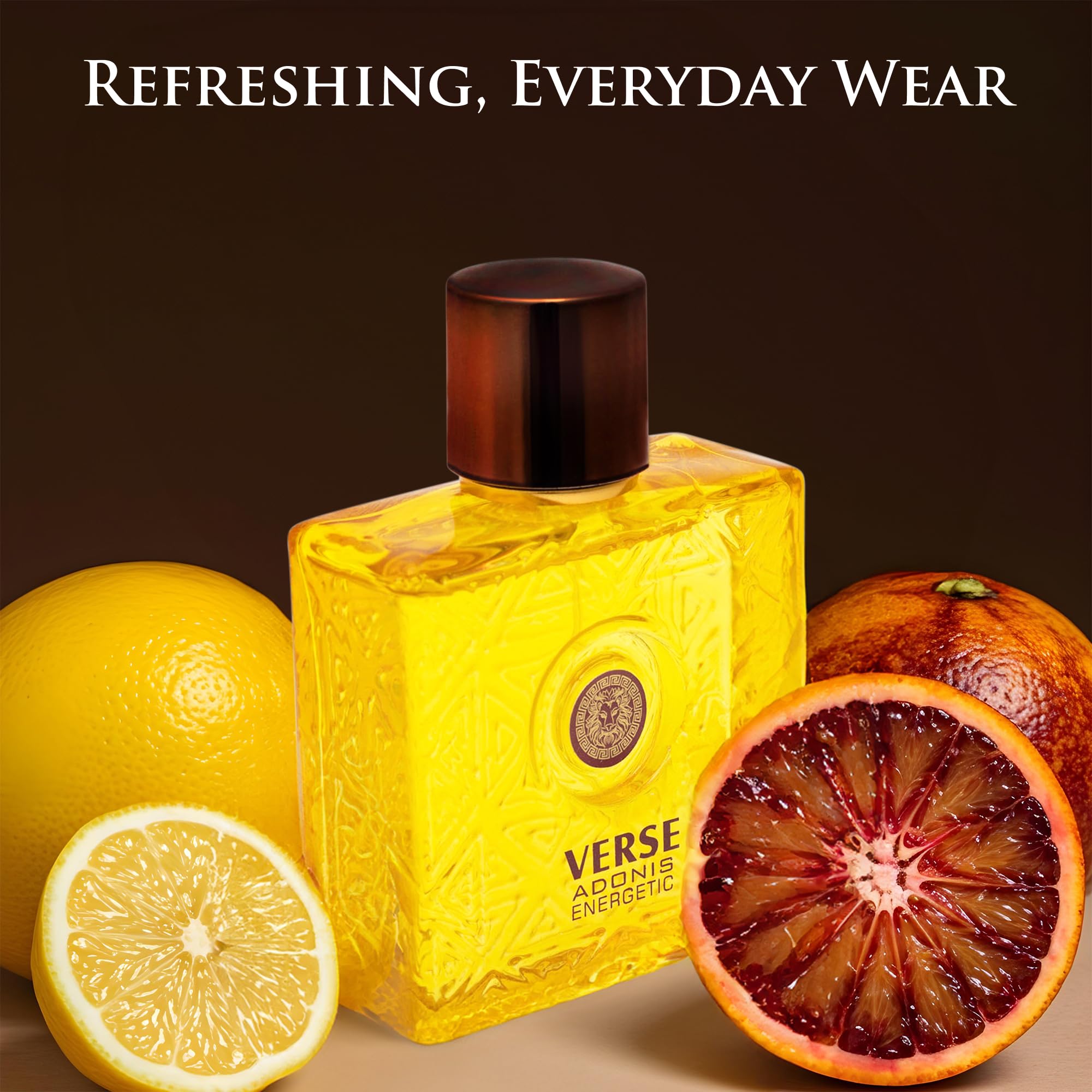 NovoGlow Verse Adonis Energetic daily-wear imagery suggests all-day freshness for workdays