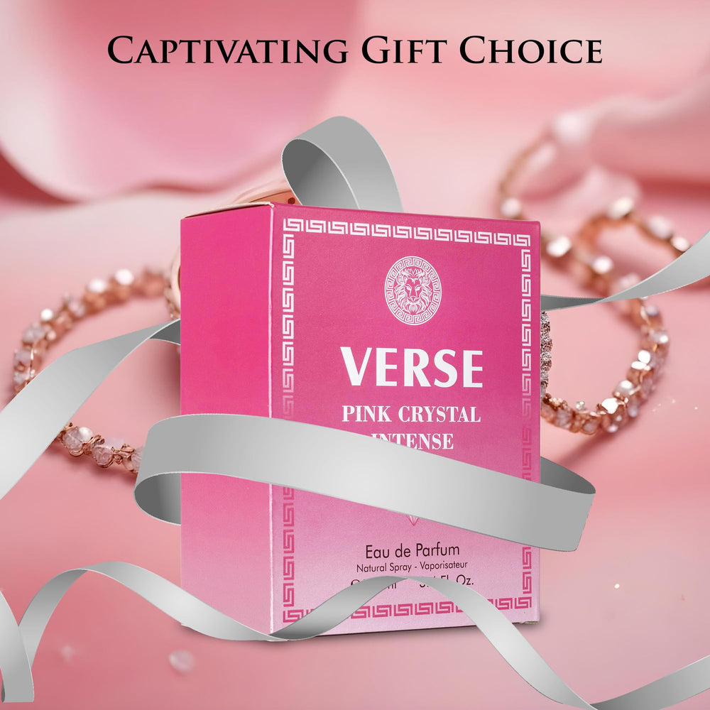 NovoGlow Verse Pink Crystal Intense gift-ready packaging suggests a thoughtful gift.