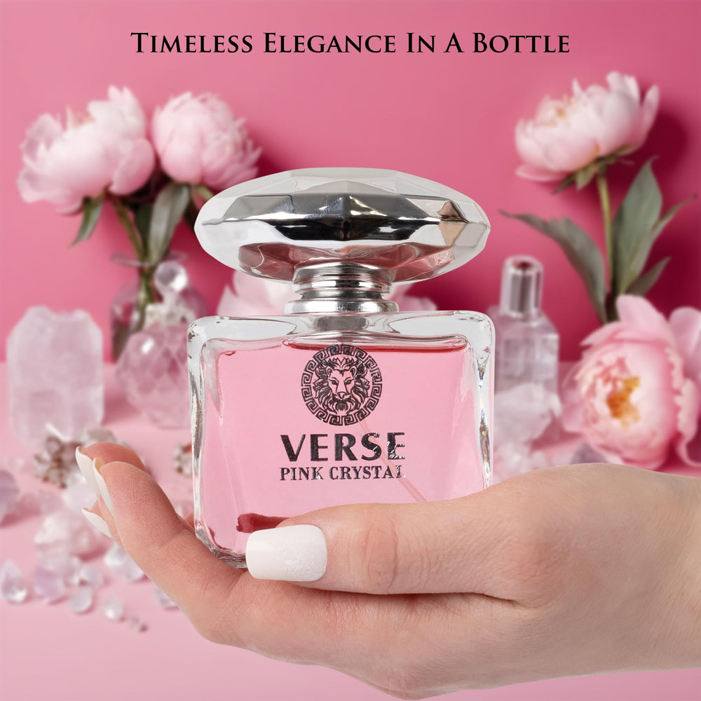 NovoGlow Verse Pink Crystal packaging box signals premium gift-ready presentation.
