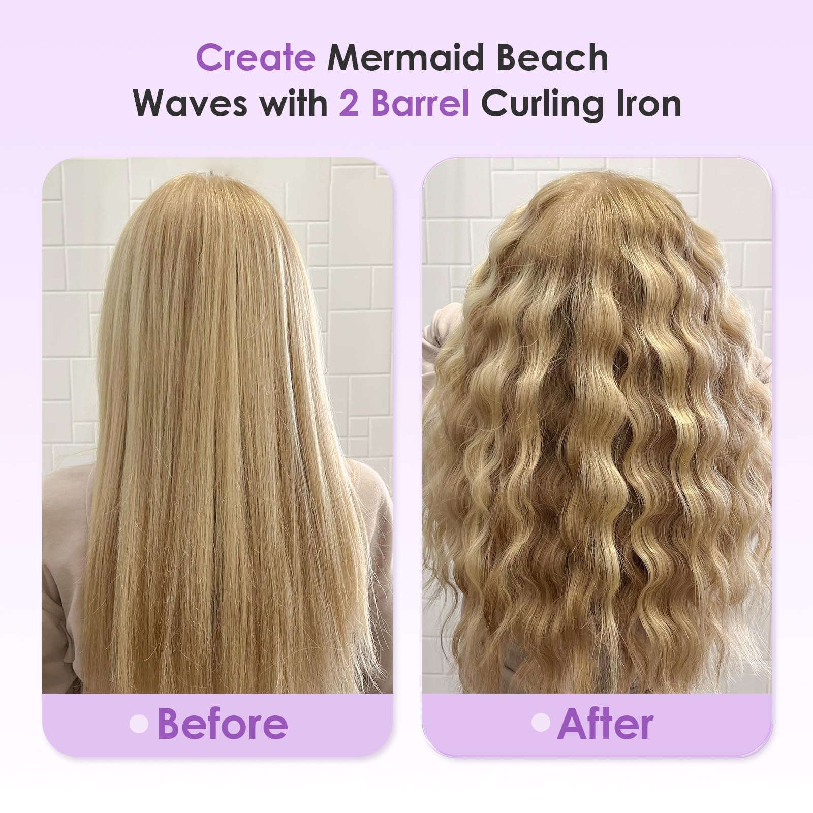NOVUS curling iron ionic technology graphic emphasizing frizz control and shine