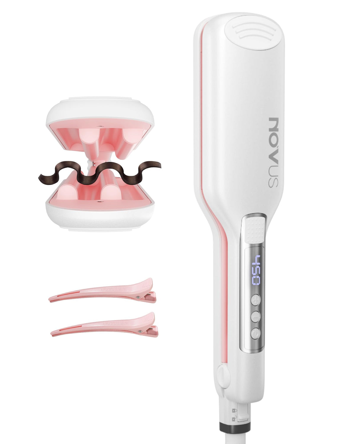 NOVUS hair crimper waves ceramic-barrel-4in for precise salon-like texture at home