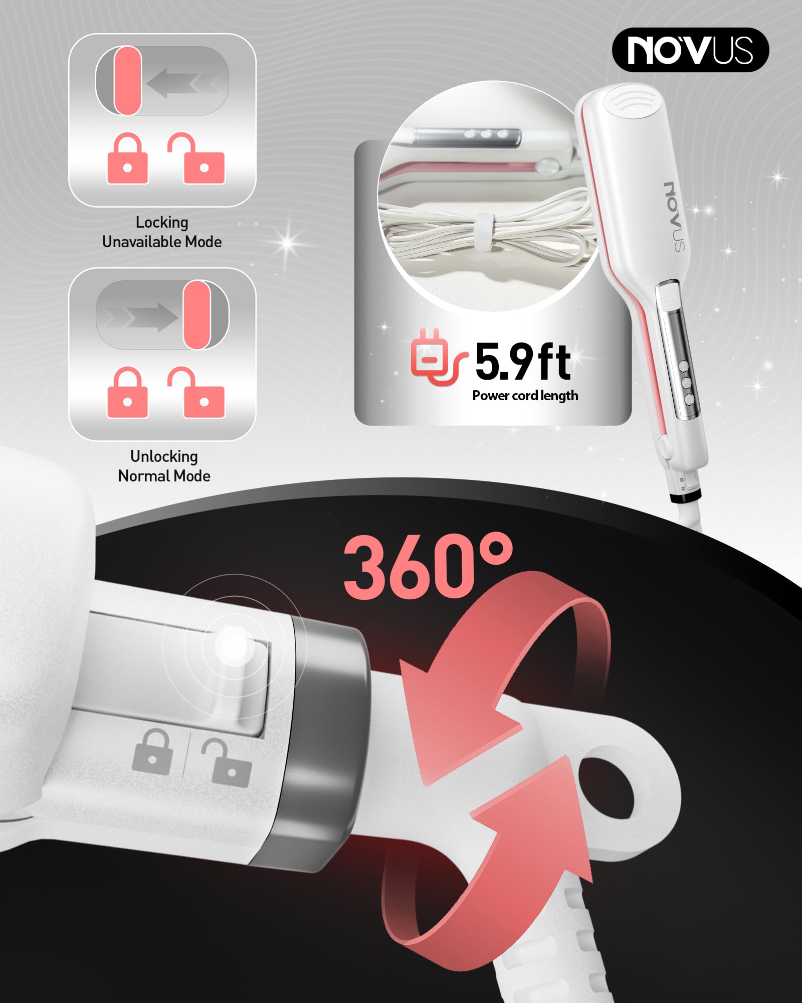 NOVUS dual clips and magnetic stand included for easy storage