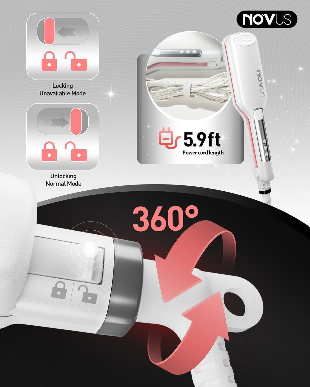 NOVUS dual clips and magnetic stand included for easy storage