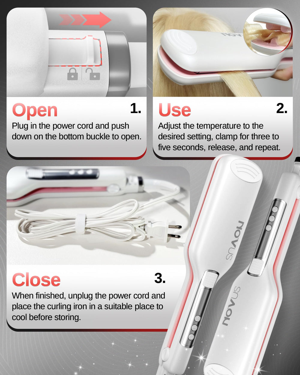 NOVUS intelligent heat suggestions tailor settings by hair type