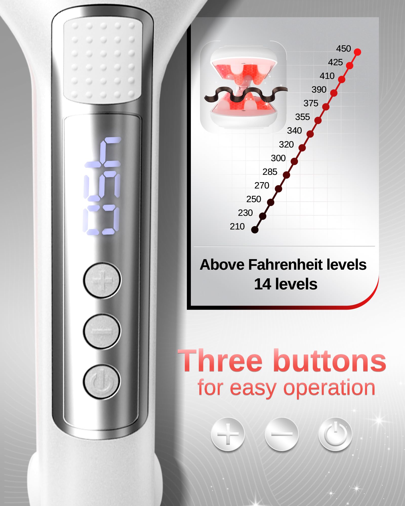 NOVUS crimper waves LED display shows temperature for controlled styling