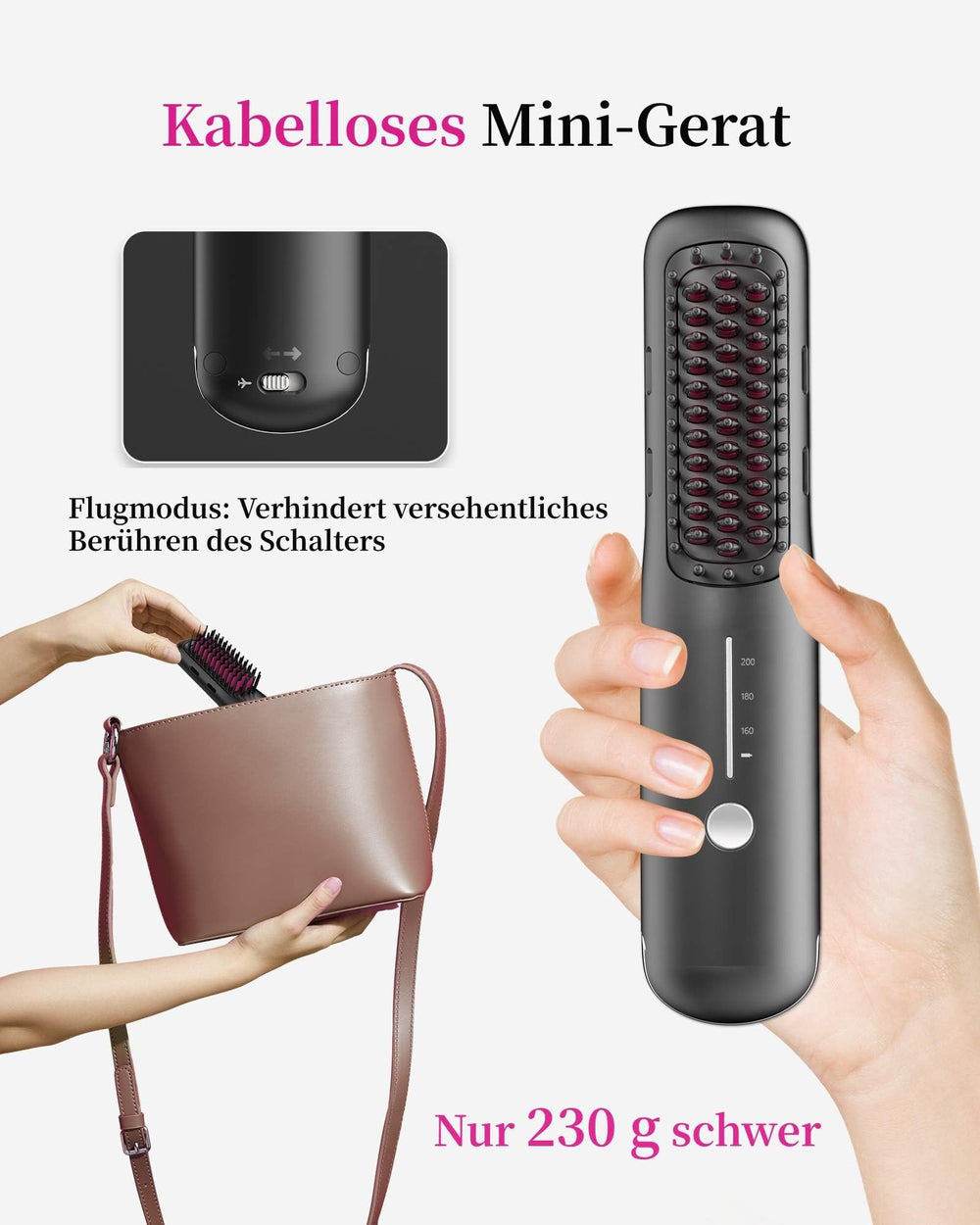 NOVUS Porta Mini anti-scald double-tooth design enhances safety during styling.