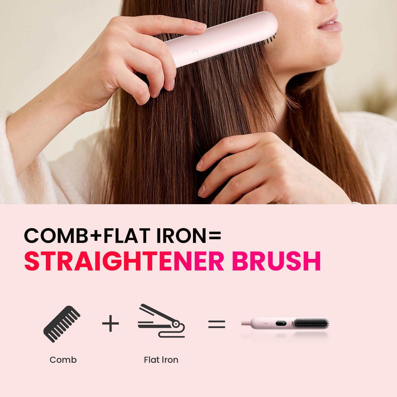 Novuspro hair brush anti-scald bristles protect while detangling and shaping