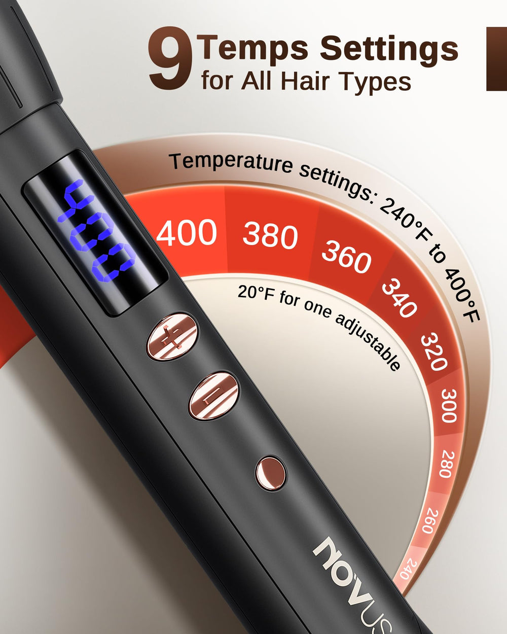 NOVUSPRO Thermal Brush curling tool with 360-degree cord for tangle-free styling