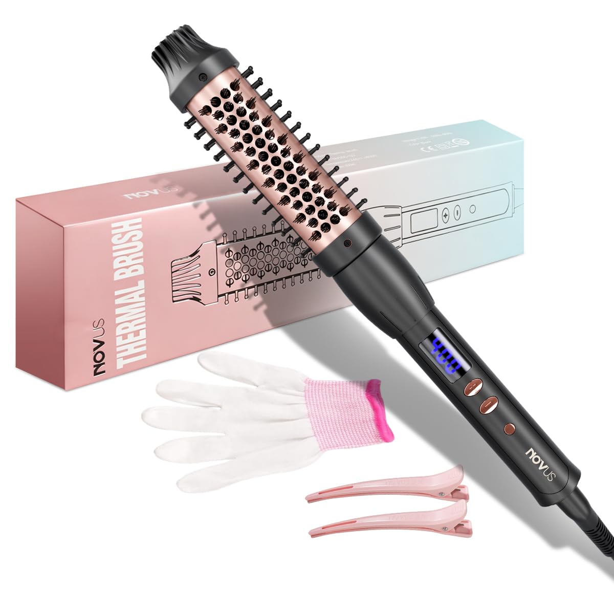 NOVUSPRO Thermal Brush heated round brush in action for sleek straightening