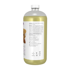 NOW Foods Sweet Almond Oil label closeup shows pure unscented formula