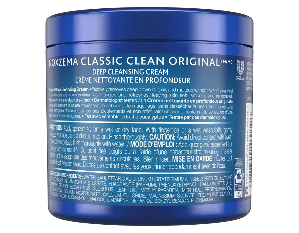 Noxzema cleanser being applied as a gentle lather demonstrates easy rinse-off.