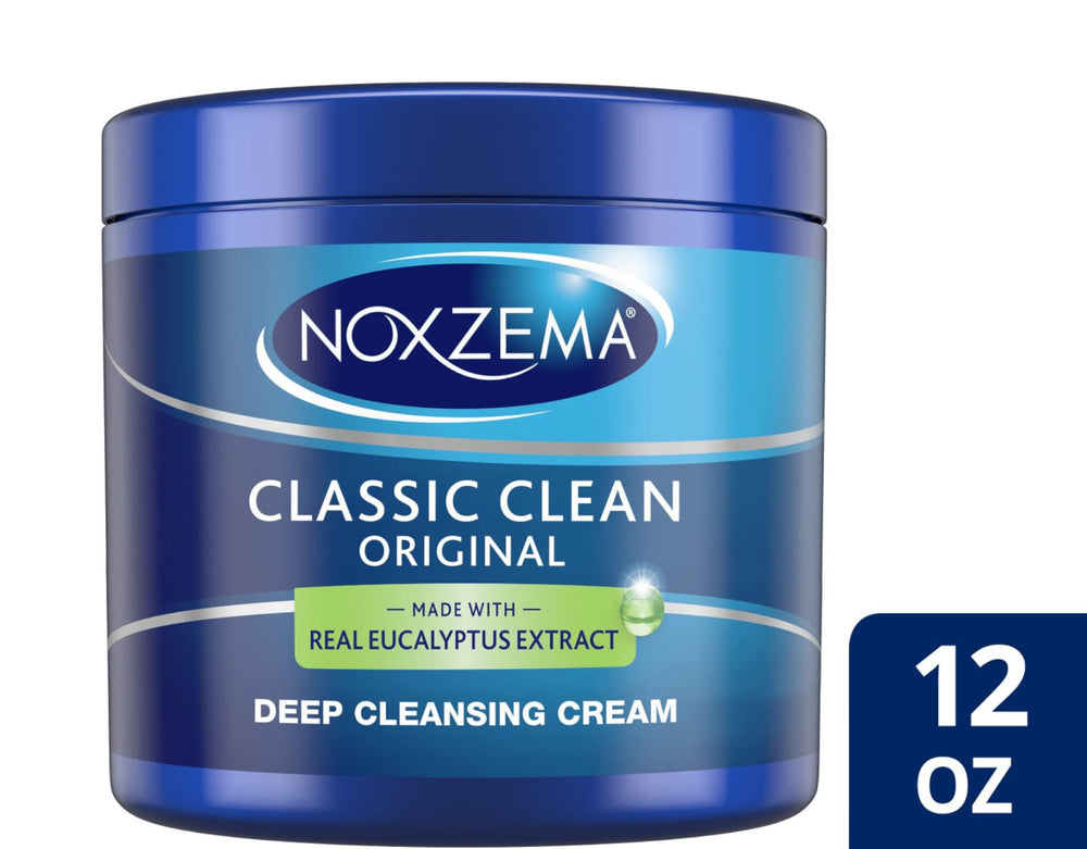 Noxzema Classic Clean Original jar close-up shows creamy texture for deep cleansing.