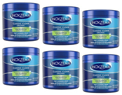 Noxzema Classic Clean Original jar six-pack showing value bundle for daily cleansing.