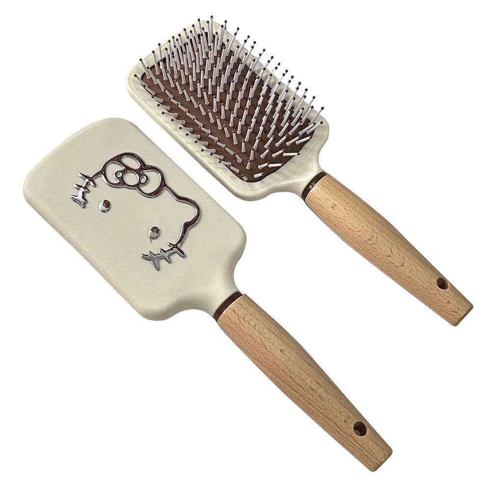 NSRAOIM cute hair brush with wooden handle for comfortable detangling on all hair types.