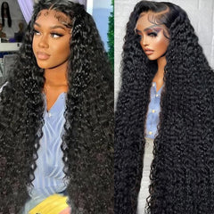 Nsvnsv 30inch deep-wave lace-front wig shows natural parting for varied daily styles.