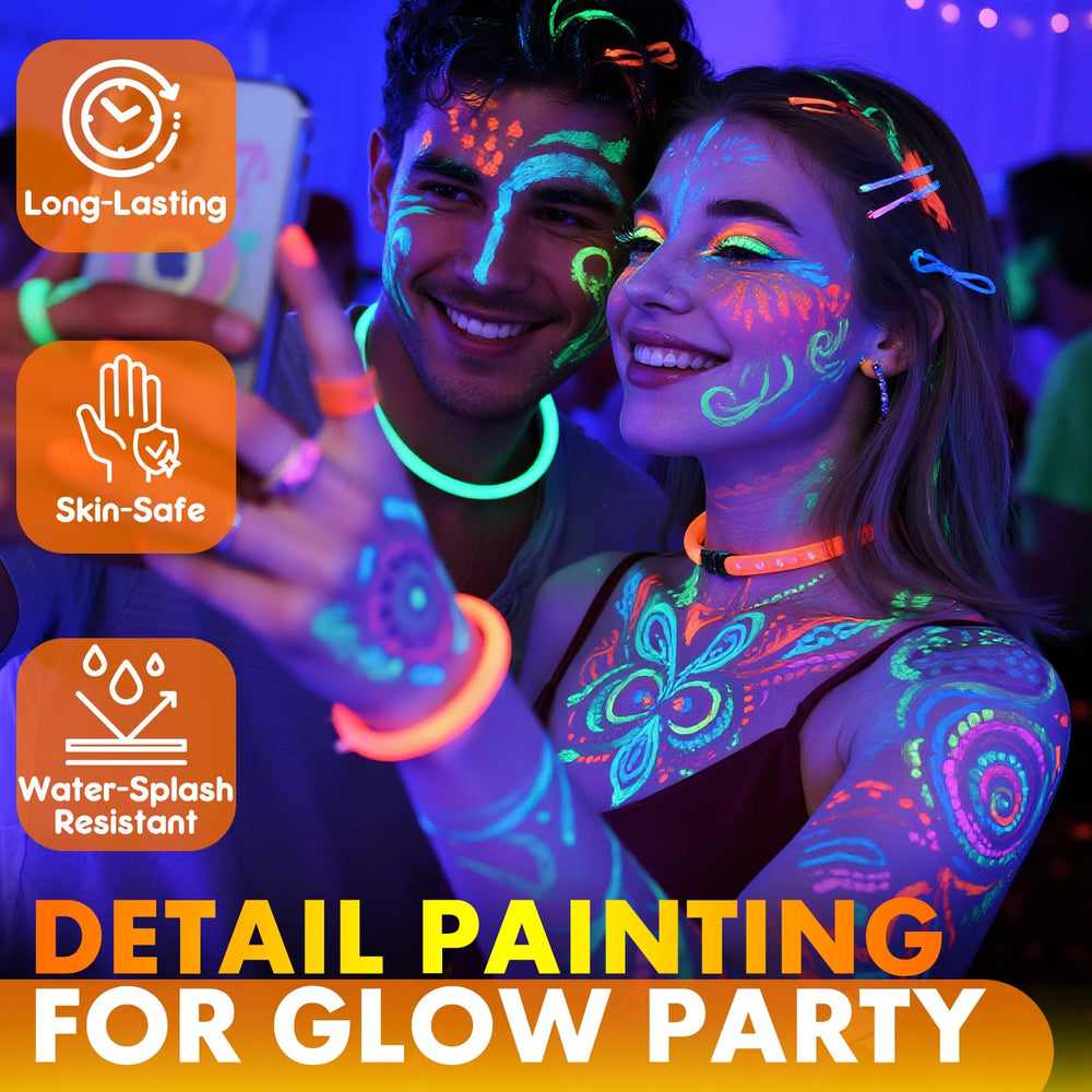 nsxsu neon color face paint under black light for bold party art.